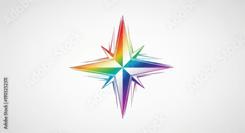Vibrant brush stroke compass rose guiding direction with a spectrum of colors for diverse journeys