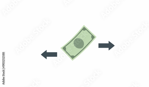 Flying dollar bill money transfer vector icon finance investment concept