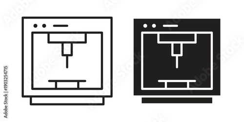 3D printer icon concept. Thin line symbol. Vector illustration isolated. Editable stroke.
