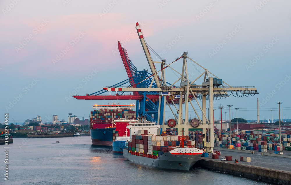 Naklejka premium Kräne im Hamburger Container Hafen