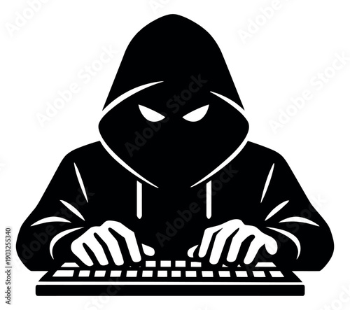Graphic illustration of a hacker depicting cybercrime and anonymity for digital security awareness