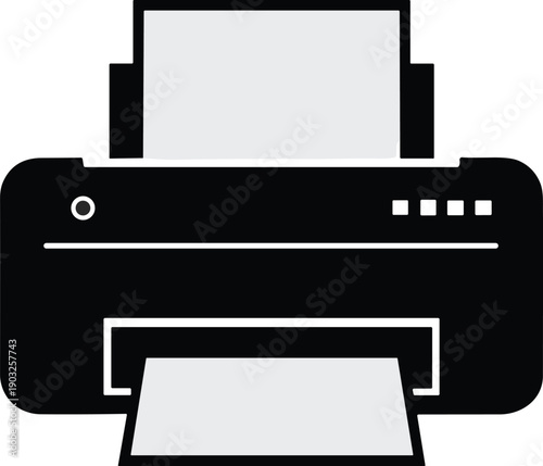 Office printer icon vector isolated on white. print, paper, office, document, work, tech, hardware, equipment,