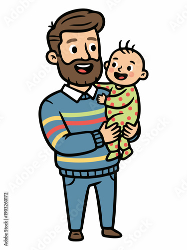 Happy Father Holding Baby