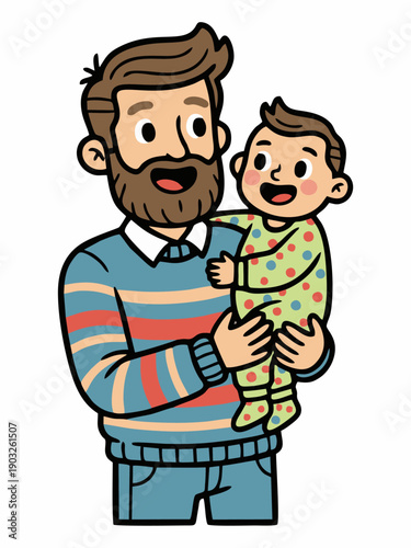 Happy Father Holding Baby