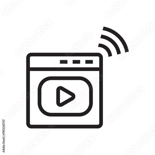 Online video content play button browser stream icon