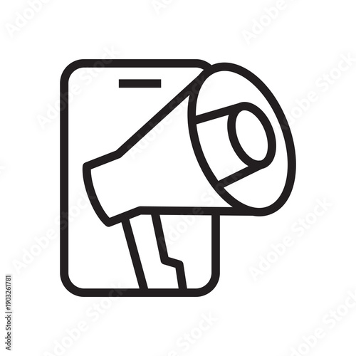 Mobile marketing megaphone alert on smartphone icon