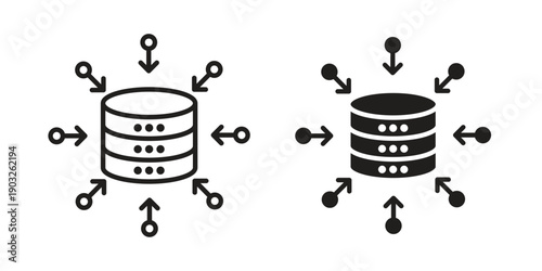 Data aggregation icon concept. Thin line symbol. Vector illustration isolated. Editable stroke.