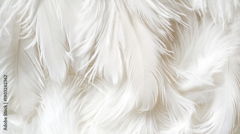 Fototapeta premium downy. Close-up detail of a white feather showcasing natural plumage texture on neutral backdrop. wildlife magazines, conservation campaigns, designed for wildlife conservation campaigns.