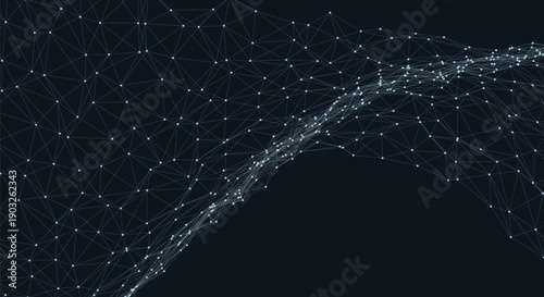 Abstract technology background with connected dots and lines, Digital network connection and data visualization concept.