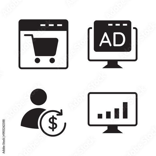 E-commerce and Business Analytics Icon Set