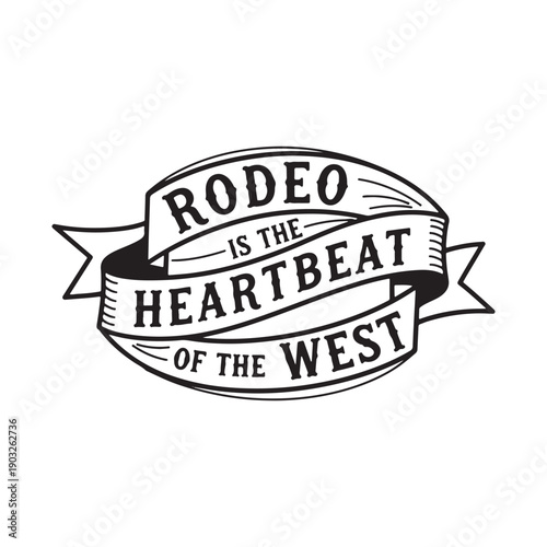  vintage rodeo ribbon banner isolated on white background