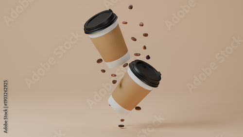 hot coffee cups mockup with clean background