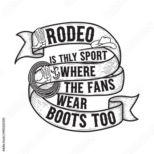  vintage rodeo ribbon banner with bold typography