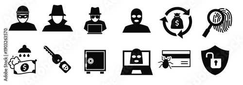 Set of Theft Vector illustration
