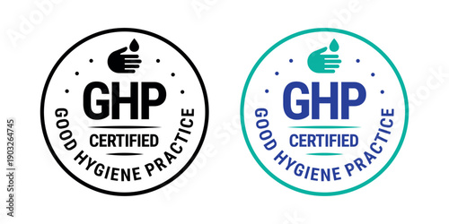 Round GHP certified badge for Good Hygiene Practice labels