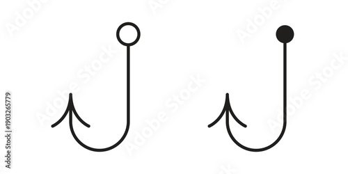 Fishing Hook icon concept. Thin line symbol. Vector illustration isolated. Editable stroke.