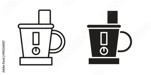 Food processor icon concept. Thin line symbol. Vector illustration isolated. Editable stroke.