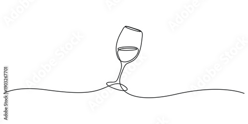 Minimalist continuous line drawing of a wine glass, Concepts for modern logos, printable wall art  or minimalist illustrations