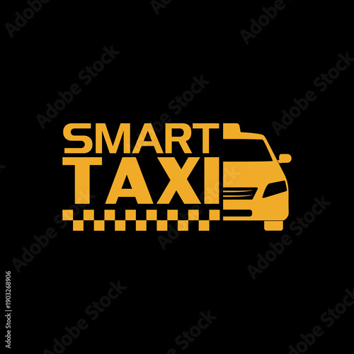 Smart taxi car icon isolated on black background