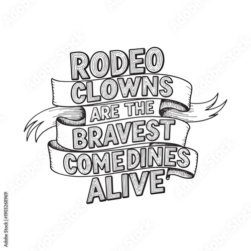  vintage style rodeo clowns banner with bold typography isolated on white background