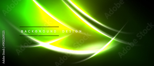 Bright green abstract background. Neon lines create dynamic flow, modern design element. Simple text reads background design.