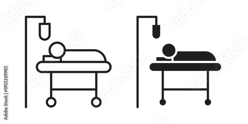 Hospitalized icon concept. Thin line symbol. Vector illustration isolated. Editable stroke.
