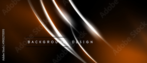 Abstract design features glowing lines, dark background. Smooth curves create dynamic visual effect. Modern, elegant presentation.