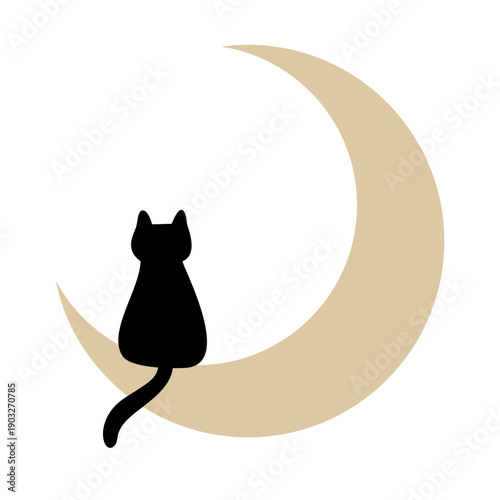 Black Cat Moon Animal Feline Graphic Halloween