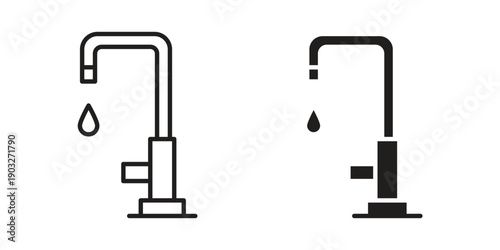 Kitchen tap icon concept. Thin line symbol. Vector illustration isolated. Editable stroke.