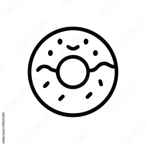 Simple vector outline of a donut with sprinkles illustration