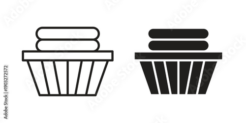 laundry hamper icon concept. Thin line symbol. Vector illustration isolated. Editable stroke.