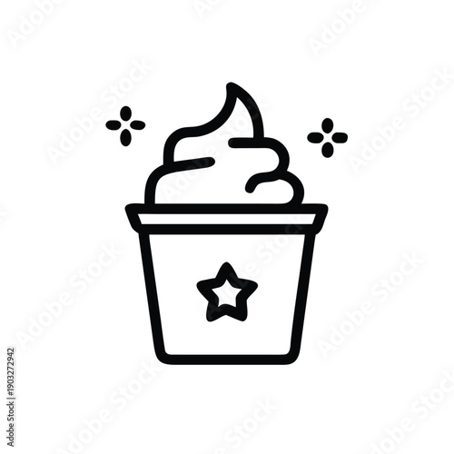 Line art popsicle dessert with bite mark and sparkle