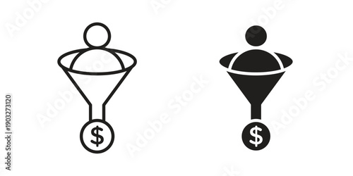 Lead conversion icon concept. Thin line symbol. Vector illustration isolated. Editable stroke.