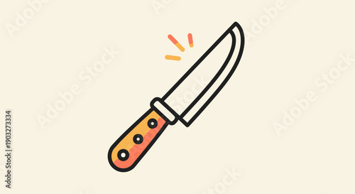 Vibrant cartoon kitchen knife graphic illustration for culinary related designs and food