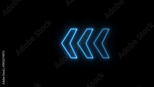 Glowing neon Arrow icon illustration, Swipe icon isolated. Neon arrow glowing. Directional sign arrow points to the left,