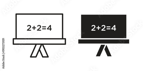 Math class icon concept. Thin line symbol. Vector illustration isolated. Editable stroke.