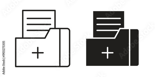 Medical records icon concept. Thin line symbol. Vector illustration isolated. Editable stroke.