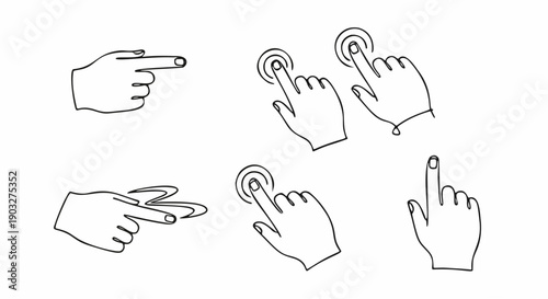 Touch Screen Interface Interaction Hands and Finger Click Gestures