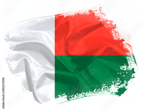 Madagascar National Flag with Artistic Brushstroke Effect
