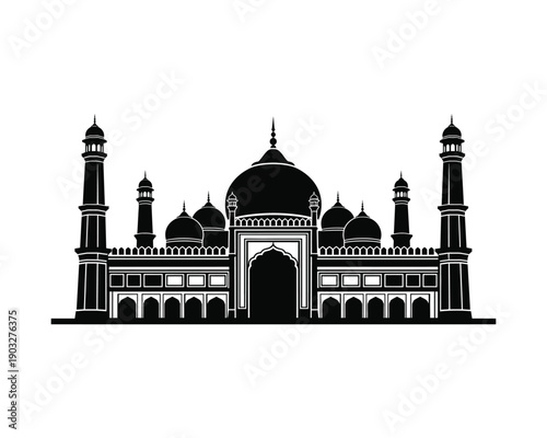Mughal style mosque vector silhouette illustration design set collection