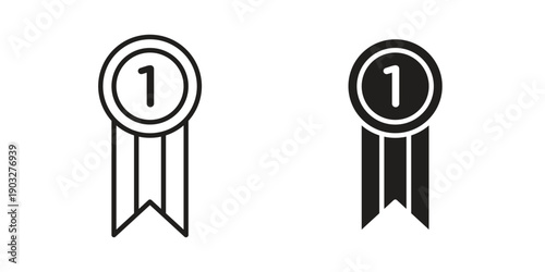Number one medal icon concept. Thin line symbol. Vector illustration isolated. Editable stroke.