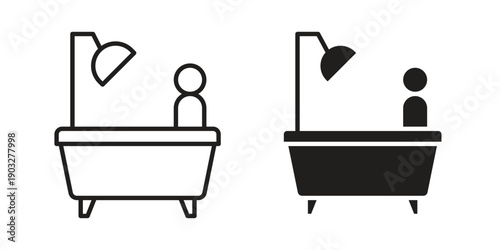 Person Bathing icon concept. Thin line symbol. Vector illustration isolated. Editable stroke.