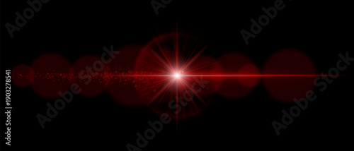 Lens flare with glowing dust trail and strong luminous beam. Ideal for overlays, futuristic lighting, and motion graphics with a cinematic atmosphere.