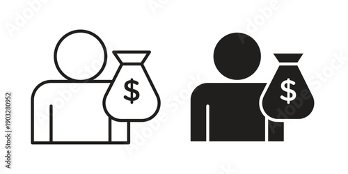 Robbery icon concept. Thin line symbol. Vector illustration isolated. Editable stroke.