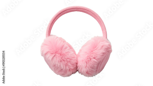 фотографія Wearing pink furry earmuffs in a cold outdoor isolated on transparent background