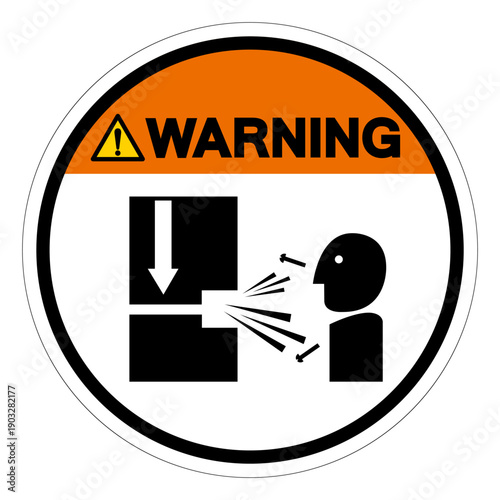 Warning Moving Slide and Die On Power Pesses Hazard Symbol Sign ,Vector Illustration, Isolate On White Background Label.EPS10