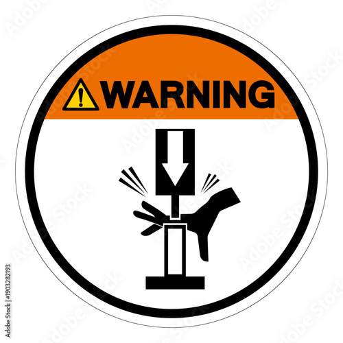 Warning Moving and Rivets on Riveter Symbol Sign ,Vector Illustration, Isolate On White Background Label.EPS10
