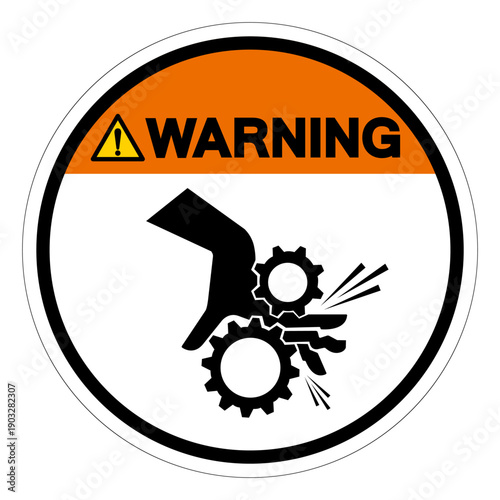 Warning Rotating Gear Can Nip Hazard Symbol Sign ,Vector Illustration, Isolate On White Background Label.EPS10
