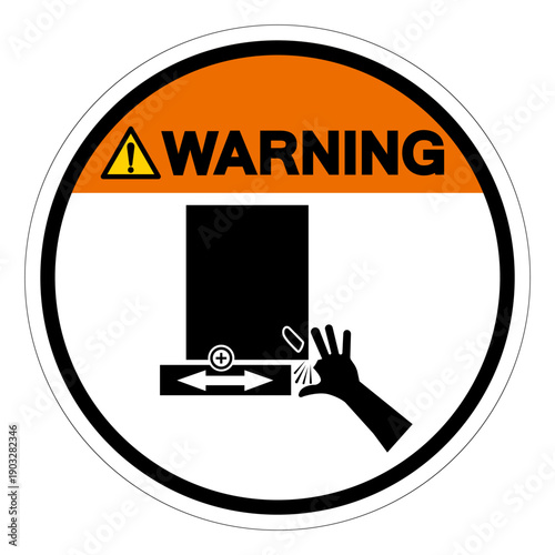 Warning Slide and Die On Roll Threader Hazard Symbol Sign ,Vector Illustration, Isolate On White Background Label.EPS10