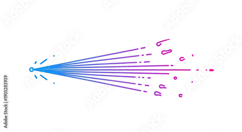 Dynamic light burst with colorful gradient lines and abstract scattering particles